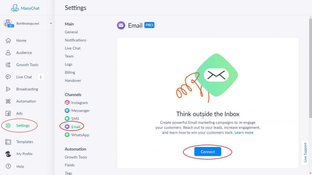 attivare canale email
